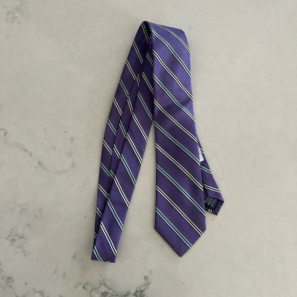 Ryan Seacrest Distinction Purple Necktie stripe 100% Silk elegant, classic, work - Picture 2 of 9